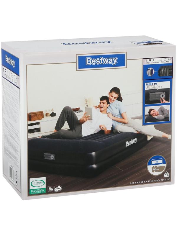 Кровать надувная Tritech Airbed Queen, 203 x 152 x 46 см, со встроенным электронасосом, 67403 Bestway