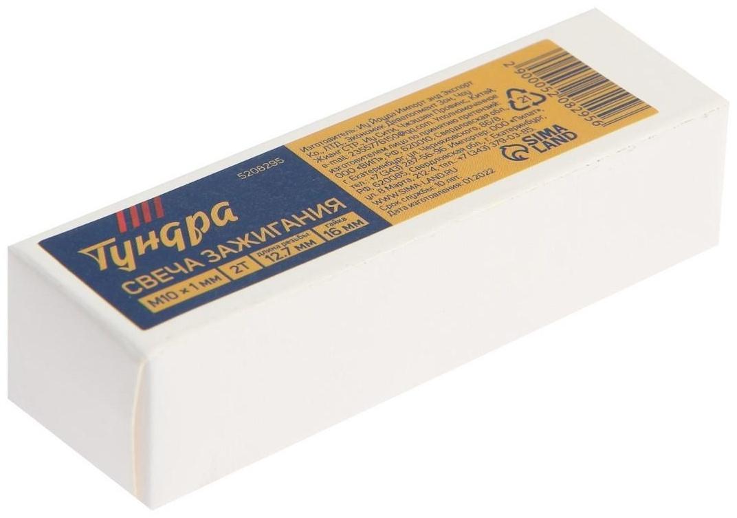 Свеча зажигания ТУНДРА, 2Т, M10 х 1 мм, длина резьбы 12.7 мм, 16 мм