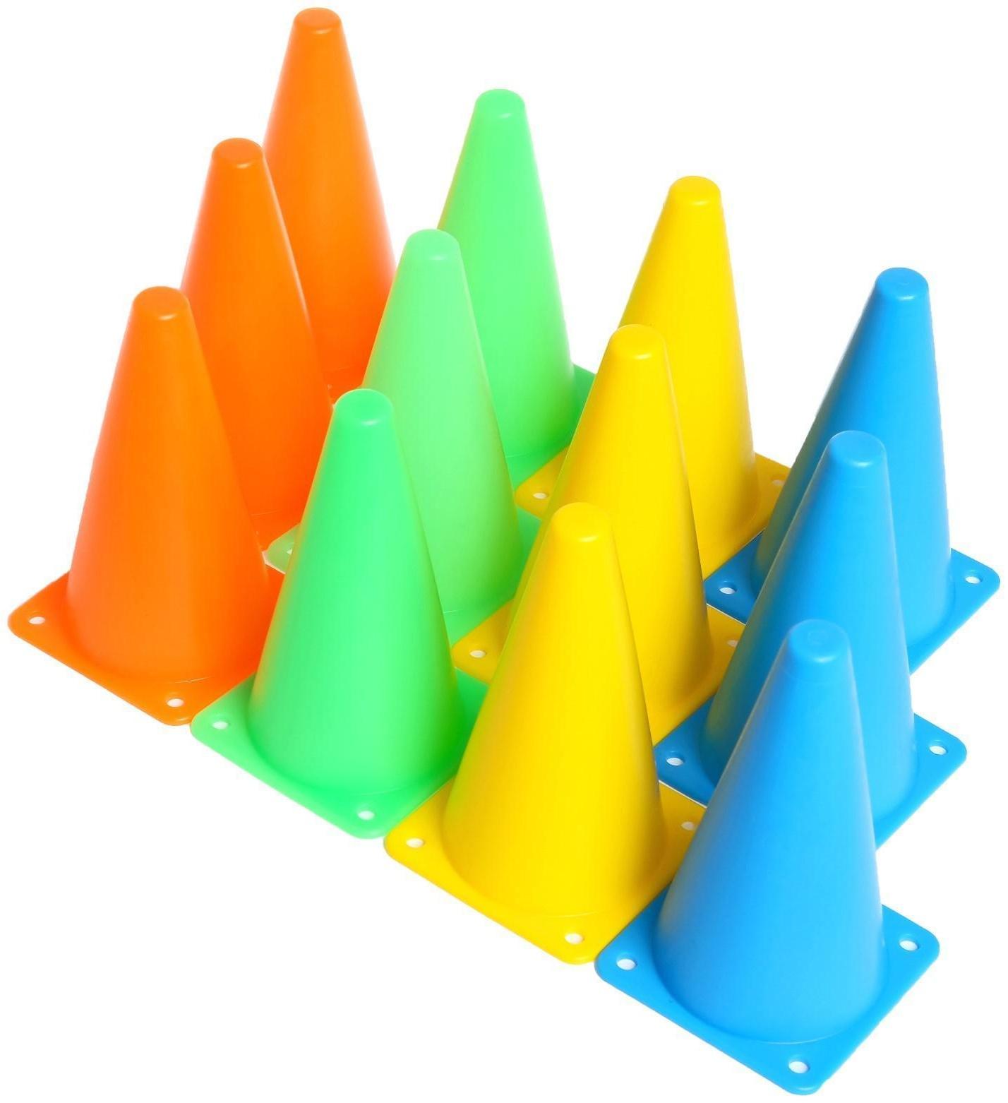 Конус-фишка разметочная, высота 10 см, набор 12 шт.