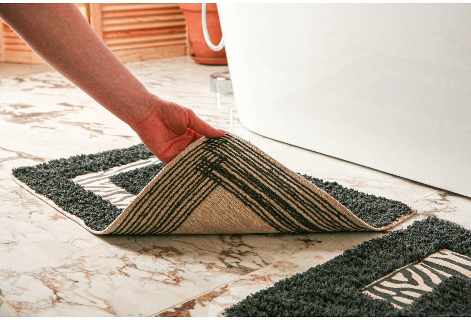 Набор ковриков для ванны и туалета Доляна «Зебра», 2 шт: 40×40, 40×60 см, 900 г/м2, 100% хлопок