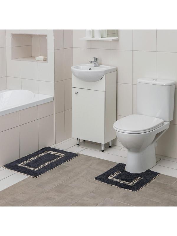 Набор ковриков для ванны и туалета Доляна «Зебра», 2 шт: 40×40, 40×60 см, 900 г/м2, 100% хлопок