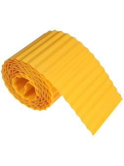 Лента бордюрная, 0.15 × 9 м, толщина 0.6 мм, пластиковая, гофра, жёлтая