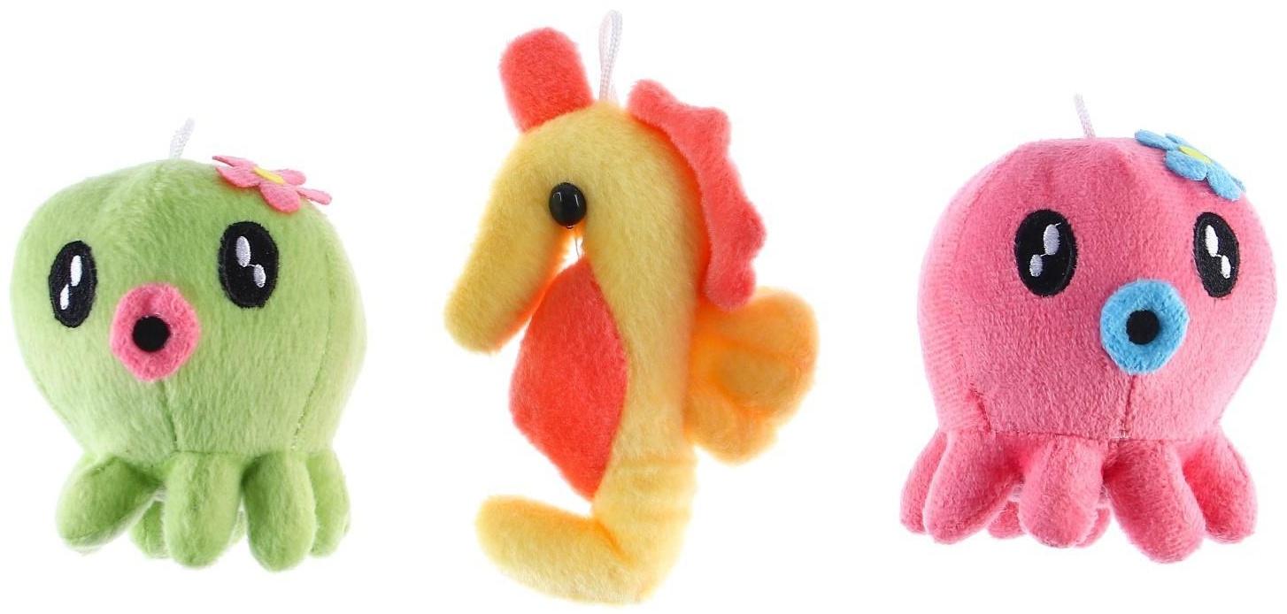 Дуга игровая мягкая на коляску/кроватку «Осьминожки», 3 игрушки, МИКС, р-р 24-84