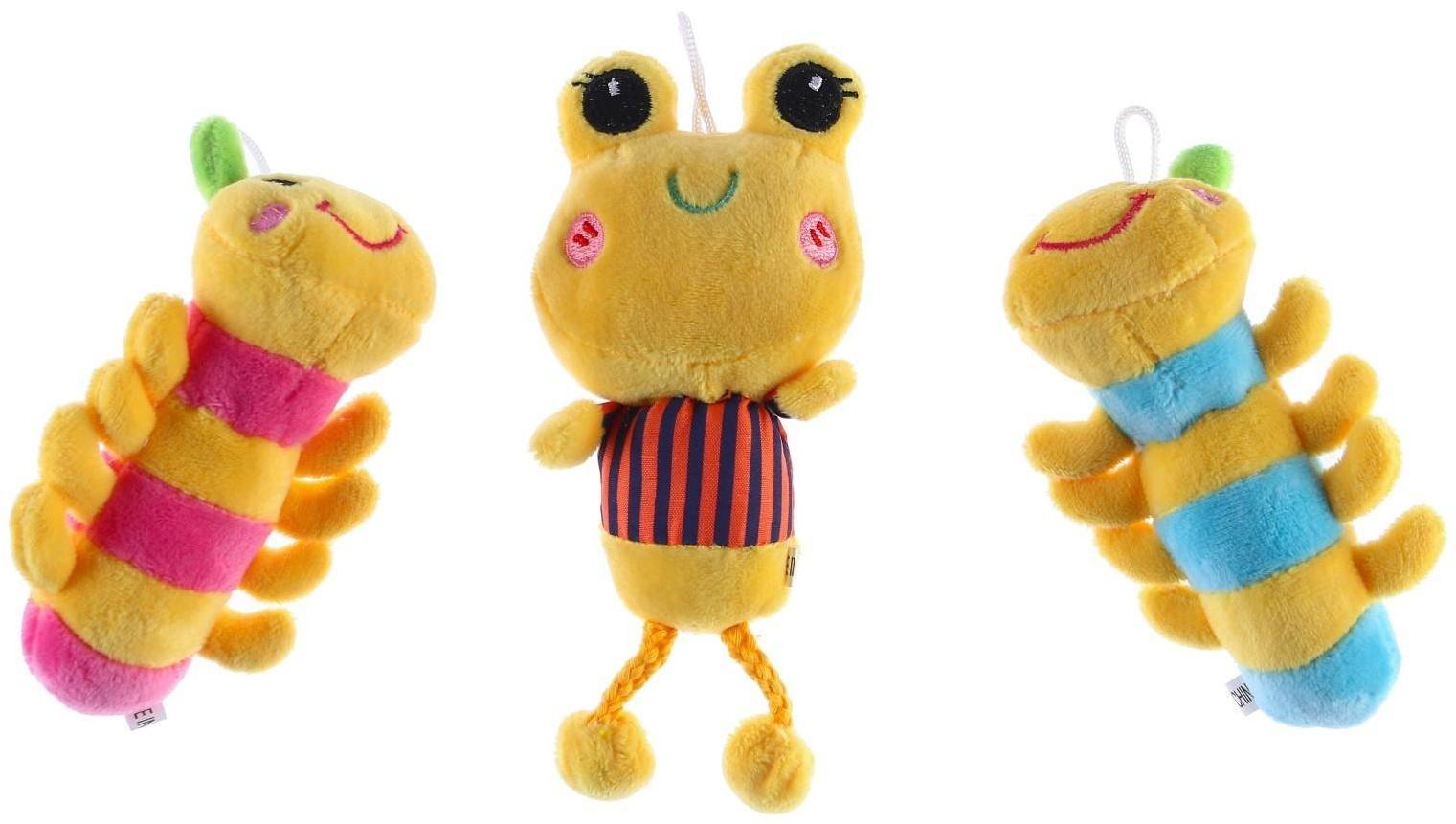 Дуга игровая мягкая на коляску/кроватку «Гусенички», 3 игрушки, МИКС, р-р 24-84