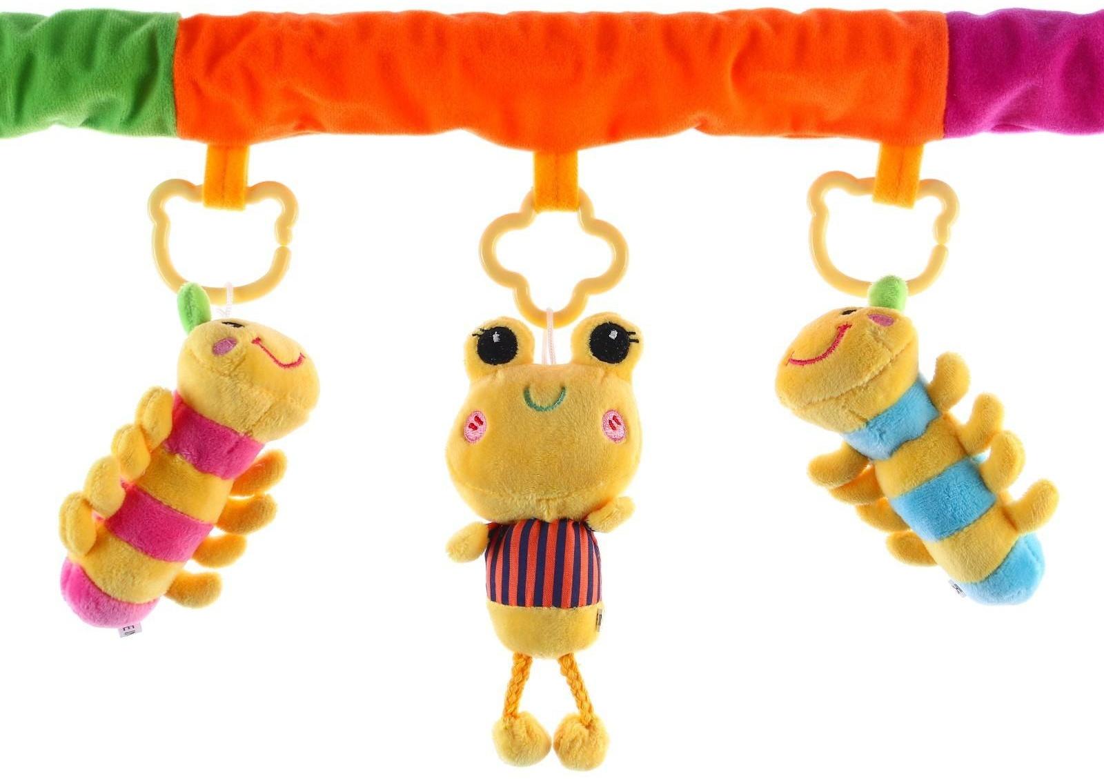 Дуга игровая мягкая на коляску/кроватку «Гусенички», 3 игрушки, МИКС, р-р 24-84