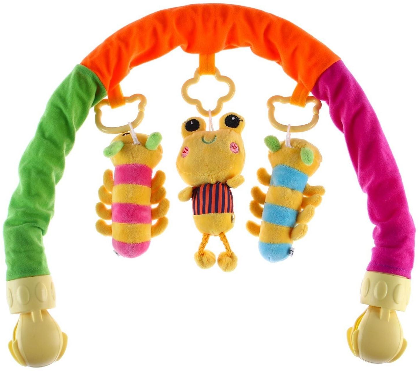 Дуга игровая мягкая на коляску/кроватку «Гусенички», 3 игрушки, МИКС, р-р 24-84