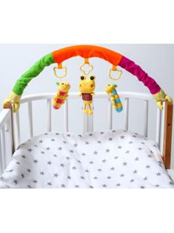 Дуга игровая мягкая на коляску/кроватку «Гусенички», 3 игрушки, МИКС, р-р 24-84