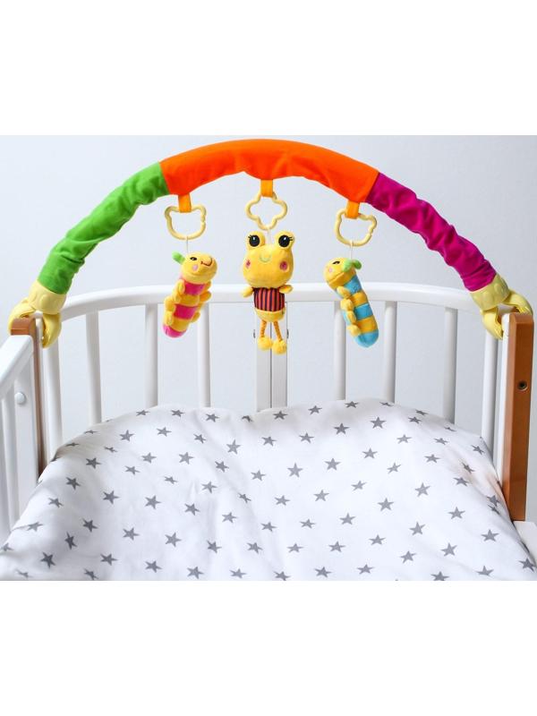 Дуга игровая мягкая на коляску/кроватку «Гусенички», 3 игрушки, МИКС, р-р 24-84
