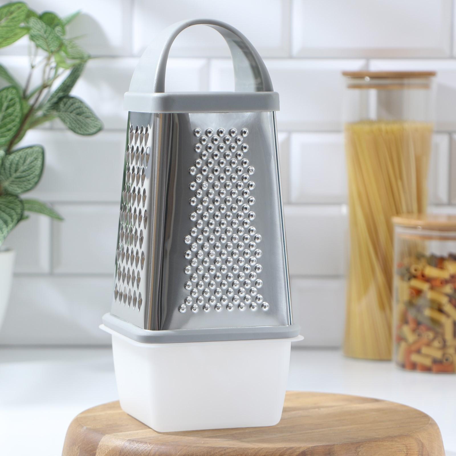 Тёрка с контейнером «Синтай», 13×13,5×24 см, цвет ручки чёрный