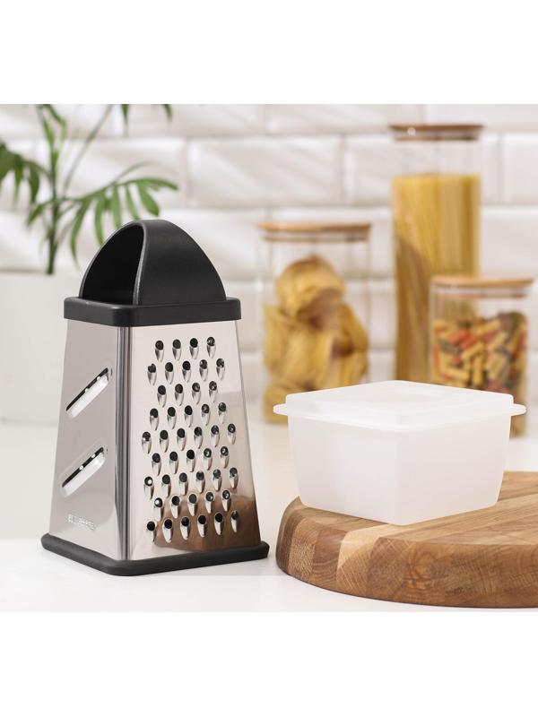 Тёрка с контейнером «Синтай», 13×13,5×24 см, цвет ручки чёрный