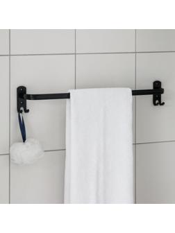 Держатель для полотенец, 4 крючка, 58×10×7,5 см, цвет чёрный