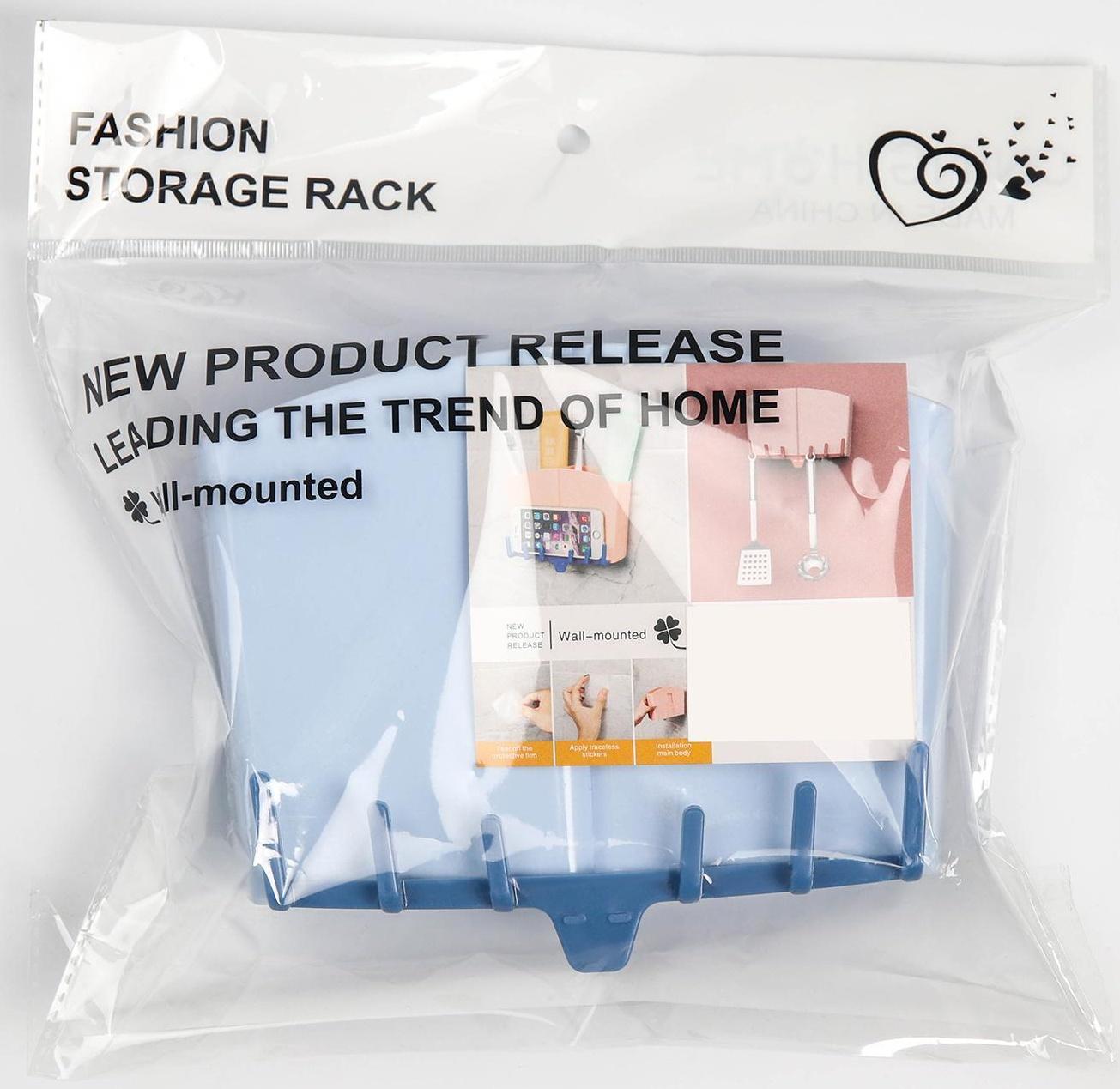 Держатель для ванных и кухонных принадлежностей на липучке, 17×7×12 см, цвет МИКС