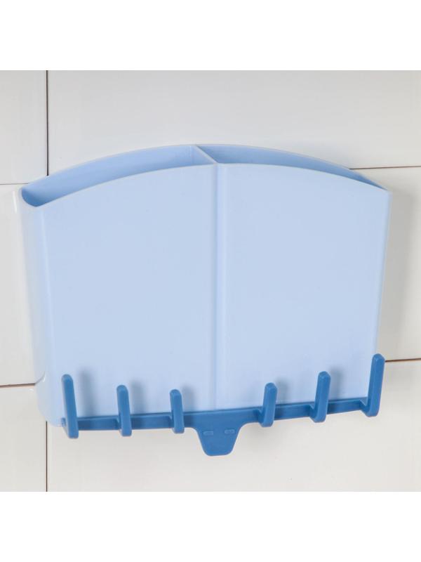 Держатель для ванных и кухонных принадлежностей на липучке, 17×7×12 см, цвет МИКС