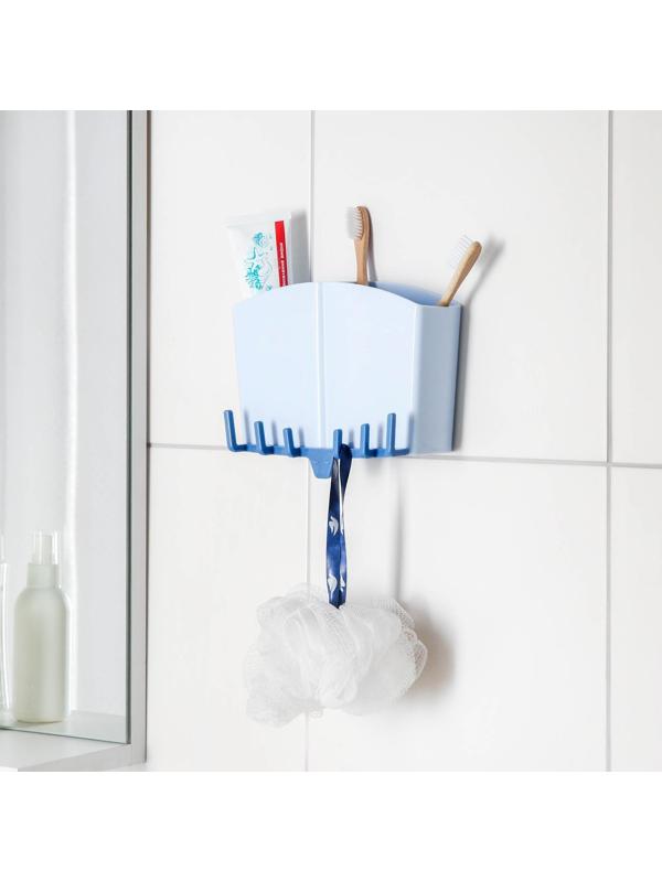 Держатель для ванных и кухонных принадлежностей на липучке, 17×7×12 см, цвет МИКС