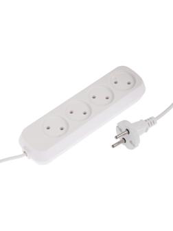 Удлинитель 4 розетки, 10 м, 10 А, 2200 Вт, ПВС 2х0.75 мм2, без з/к, белый