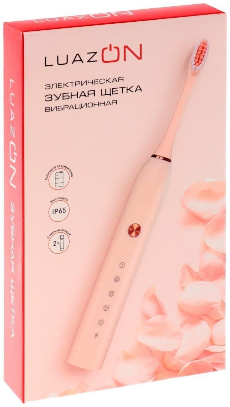 Электрическая зубная щётка Luazon LP-005, вибрационная, 2 насадки, от АКБ, белая
