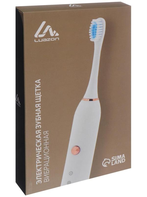 Электрическая зубная щётка Luazon LP-005, вибрационная, 2 насадки, от АКБ, белая