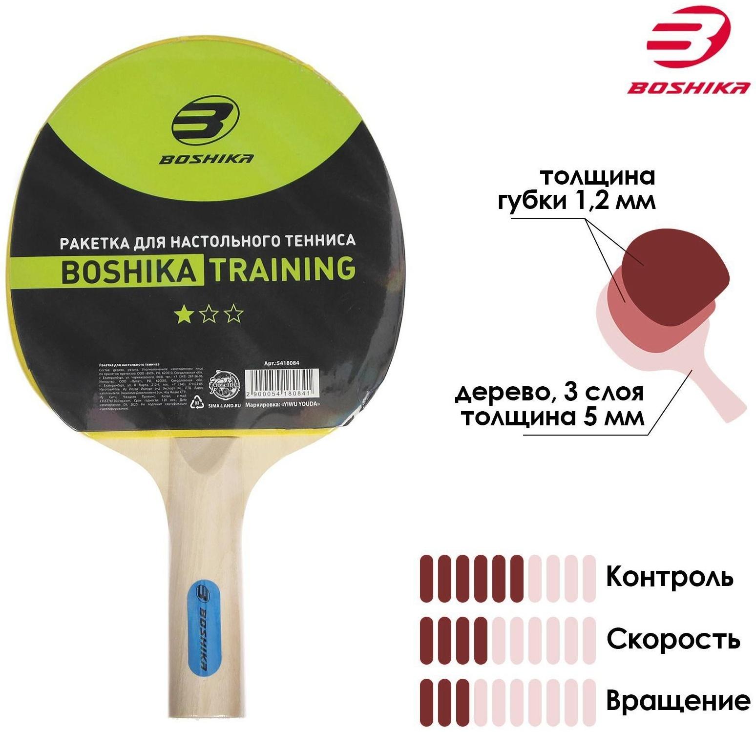 Ракетка для настольного тенниса BOSHIKA Training, 1 звезда