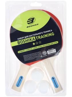 Набор для настольного тенниса BOSHIKA Training: 2 ракетки, 3 мяча, сетка, крепление