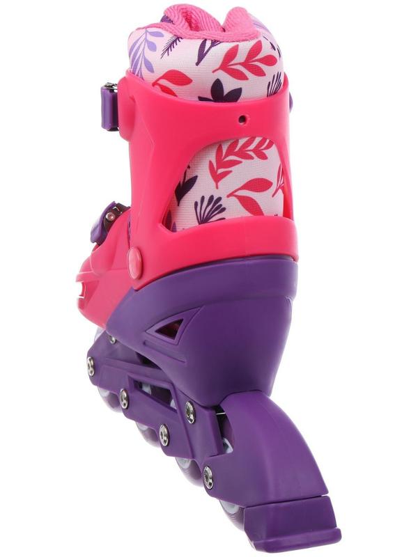 Роликовые коньки раздвижные, р. 34-37, колёса PVC 64 мм, пластик. рама, цвет розовый/фиолетовый