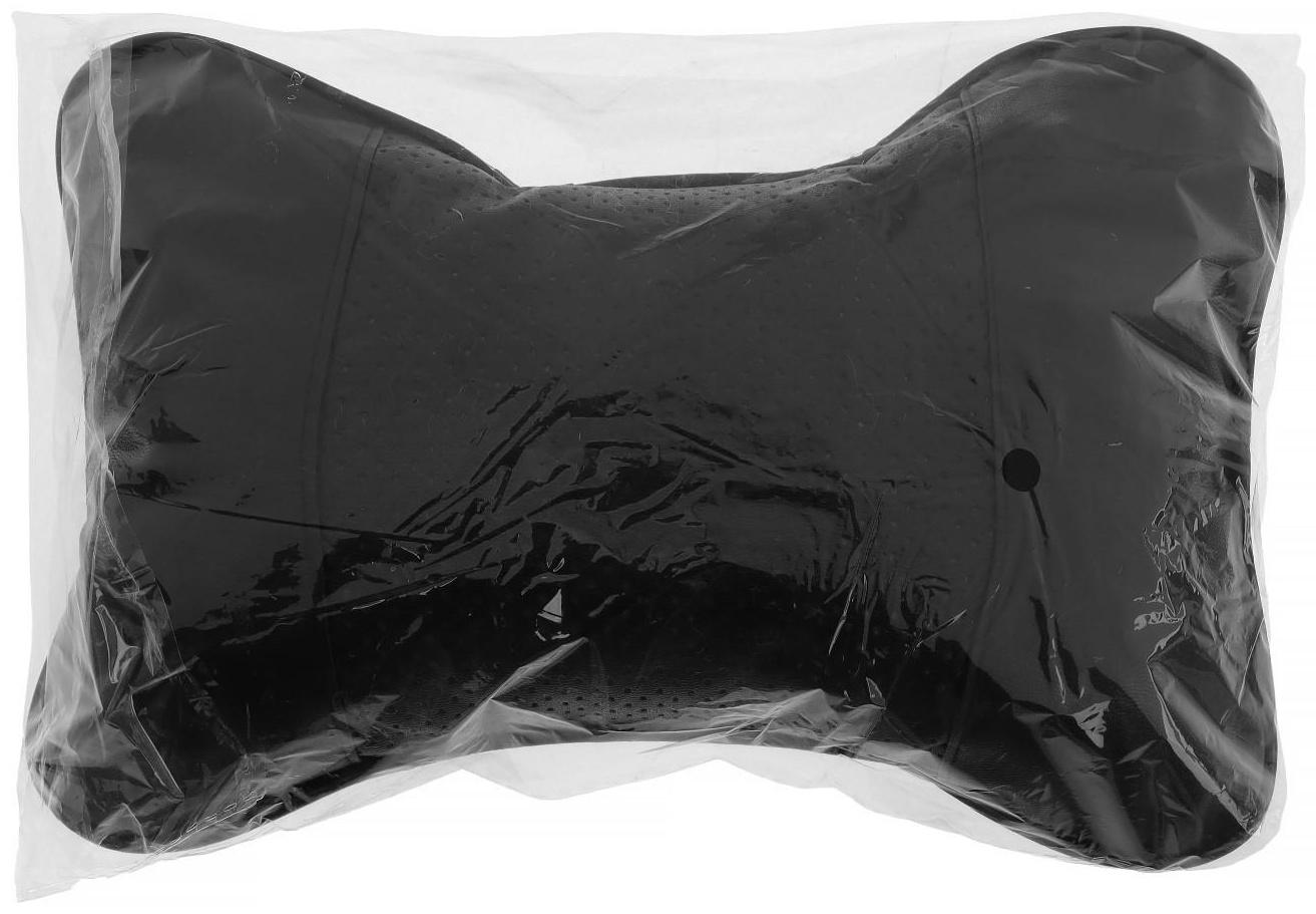 Подушка автомобильная для шеи, экокожа, 18×25 см, черный