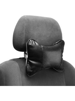 Подушка автомобильная для шеи, экокожа, 18×25 см, черный