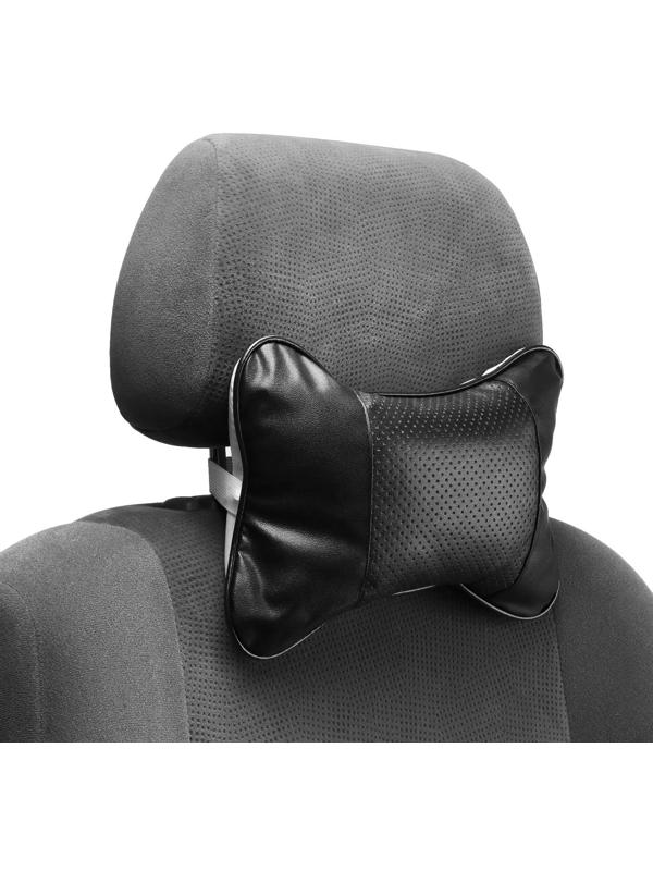 Подушка автомобильная для шеи, экокожа, 18×25 см, черный