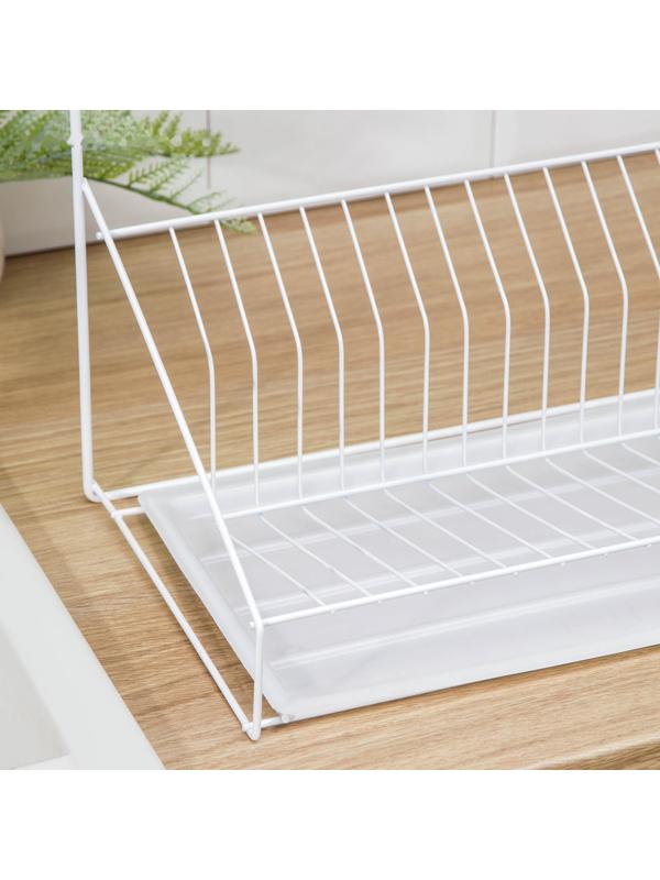 Сушилка для посуды с поддоном, 38×24×37 см, цвет белый