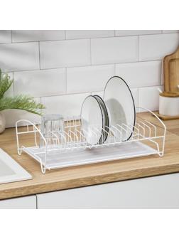 Сушилка для посуды с поддоном, 39×25×12 см, цвет белый