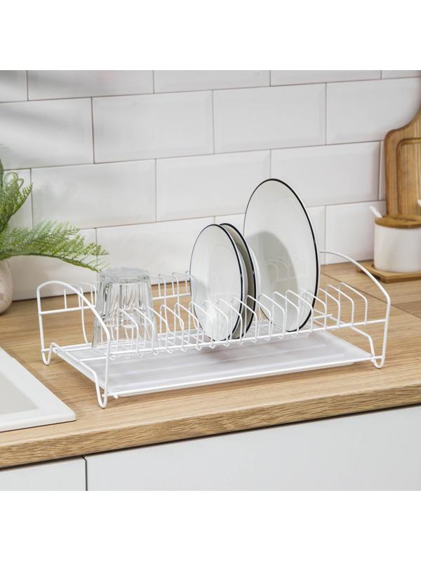 Сушилка для посуды с поддоном, 39×25×12 см, цвет белый