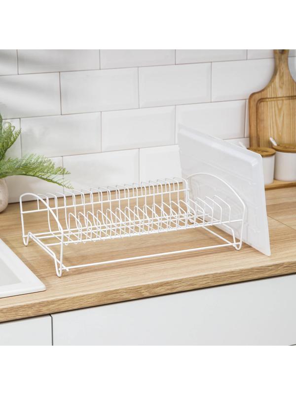Сушилка для посуды с поддоном, 39×25×12 см, цвет белый