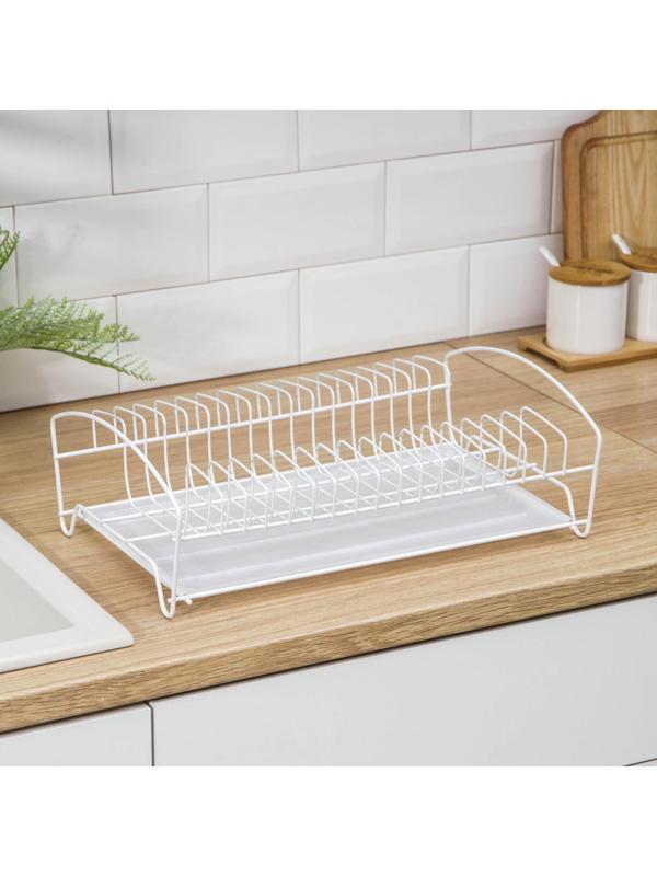 Сушилка для посуды с поддоном, 39×25×12 см, цвет белый