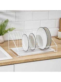 Сушилка для посуды с поддоном, 38×17,5×23,5 см, цвет белый