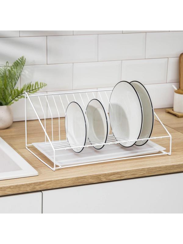 Сушилка для посуды с поддоном, 38×17,5×23,5 см, цвет белый