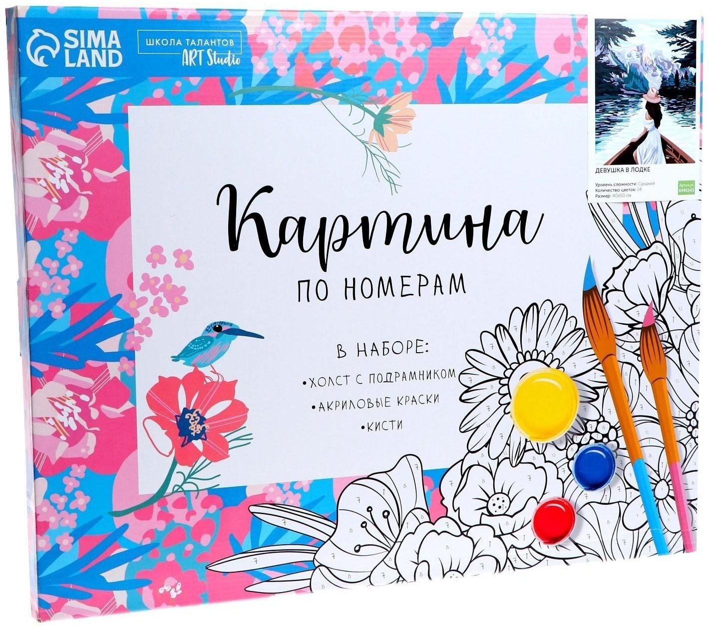 Картина по номерам на холсте с подрамником «Девушка в лодке» 40х50 см