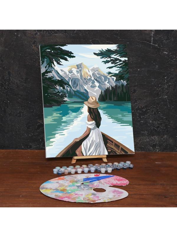 Картина по номерам на холсте с подрамником «Девушка в лодке» 40х50 см