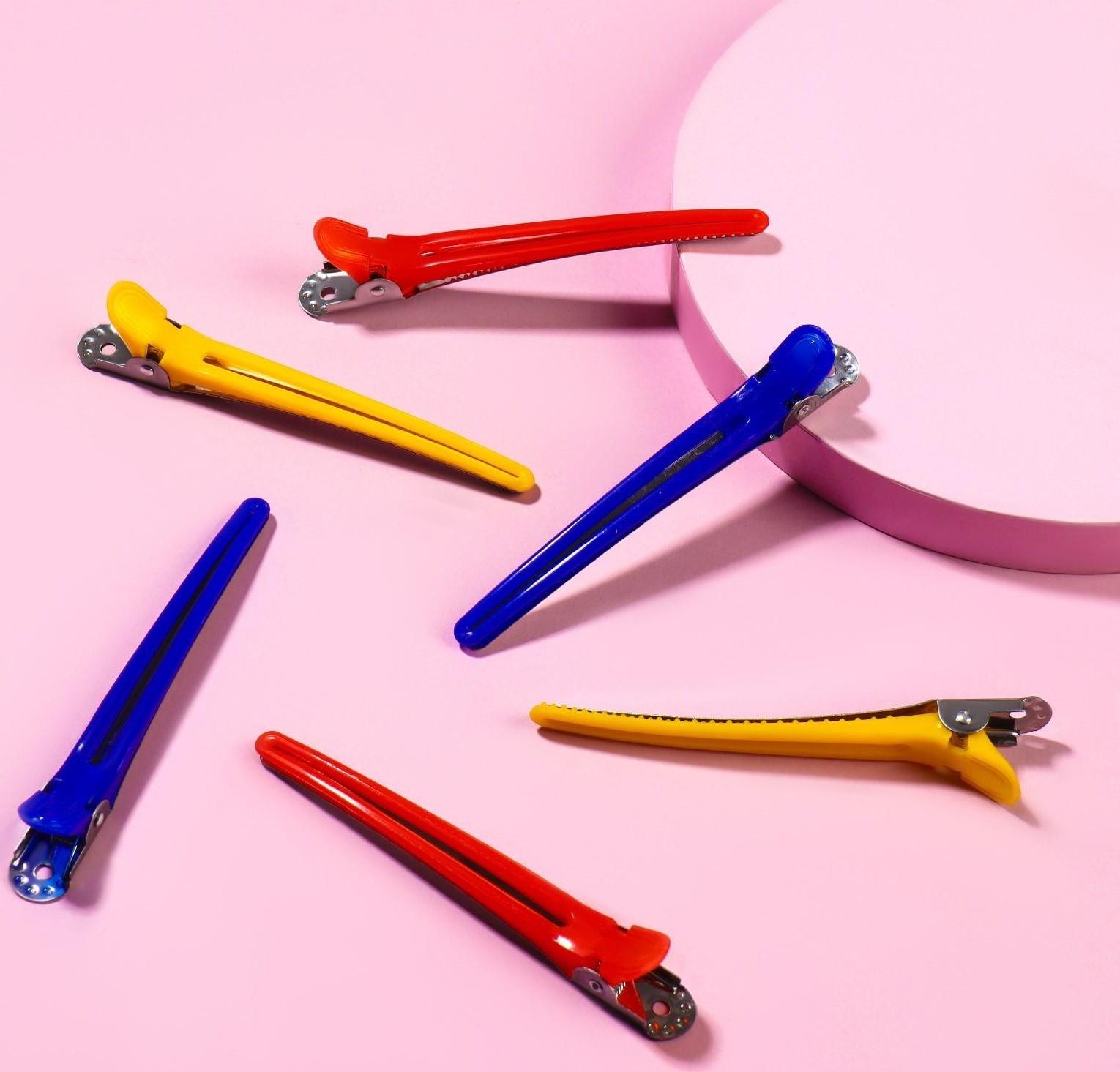 Набор зажимов для волос, 10 см, 6 шт, цвет МИКС