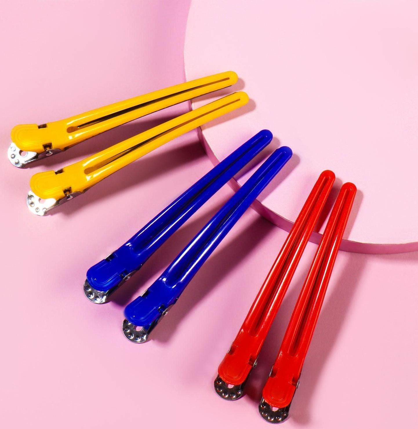 Набор зажимов для волос, 10 см, 6 шт, цвет МИКС