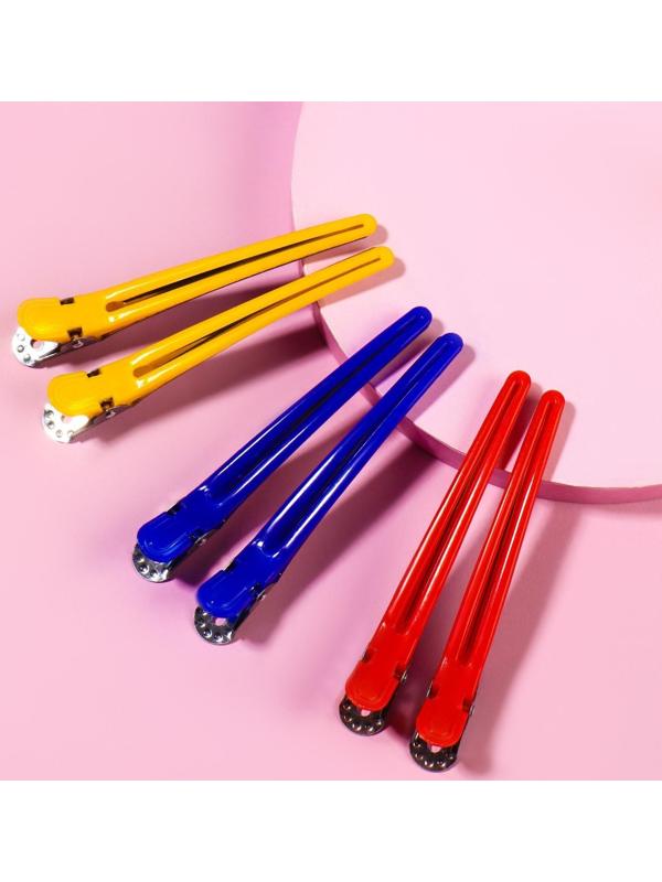 Набор зажимов для волос, 10 см, 6 шт, цвет МИКС