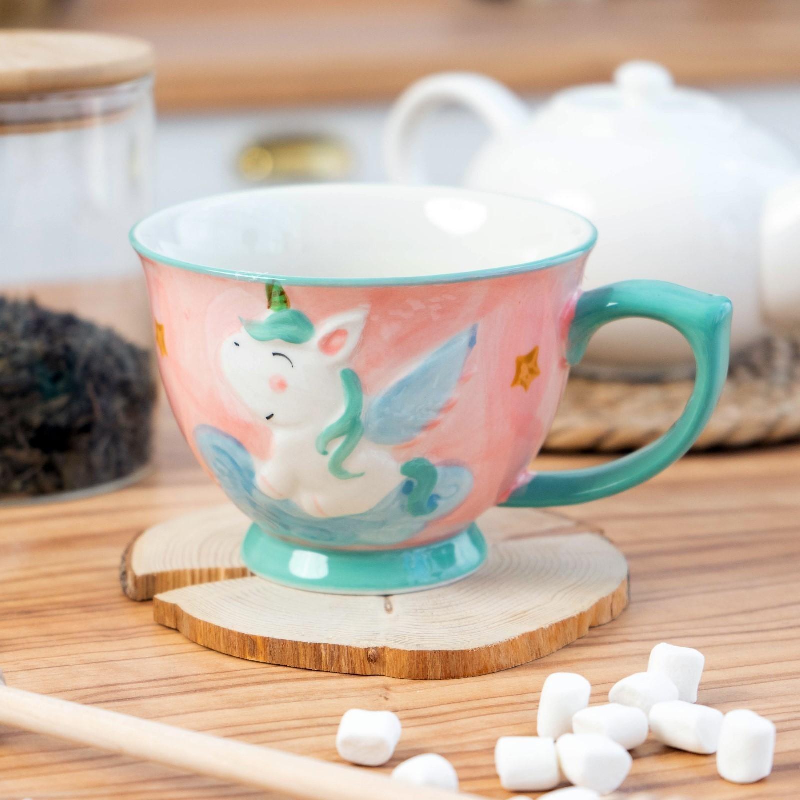 Кружка детская керамическая «Единорог», 450 мл, цвет разноцветный