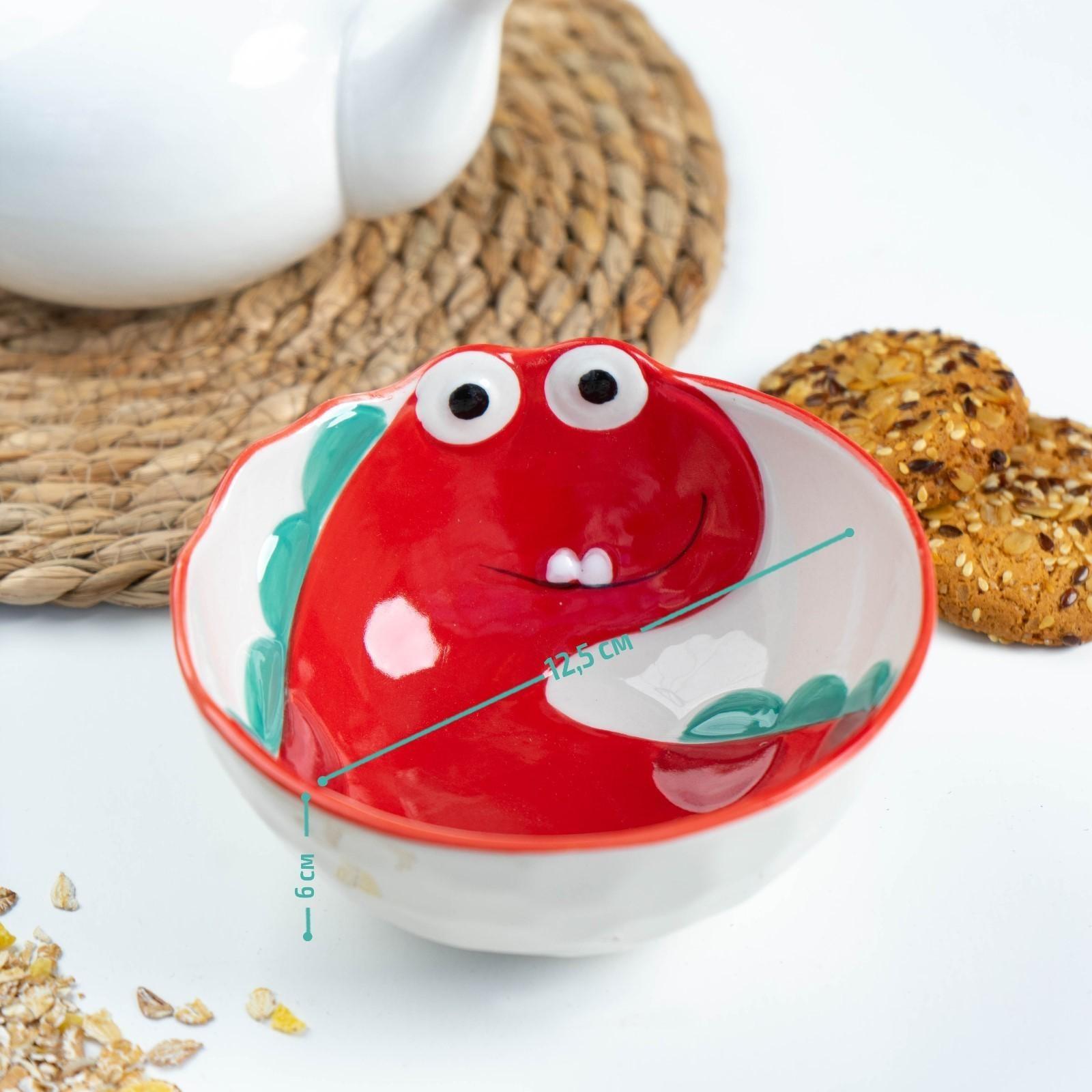 Миска керамическая «Дино», 350 мл, d=12,5 см, цвет красный