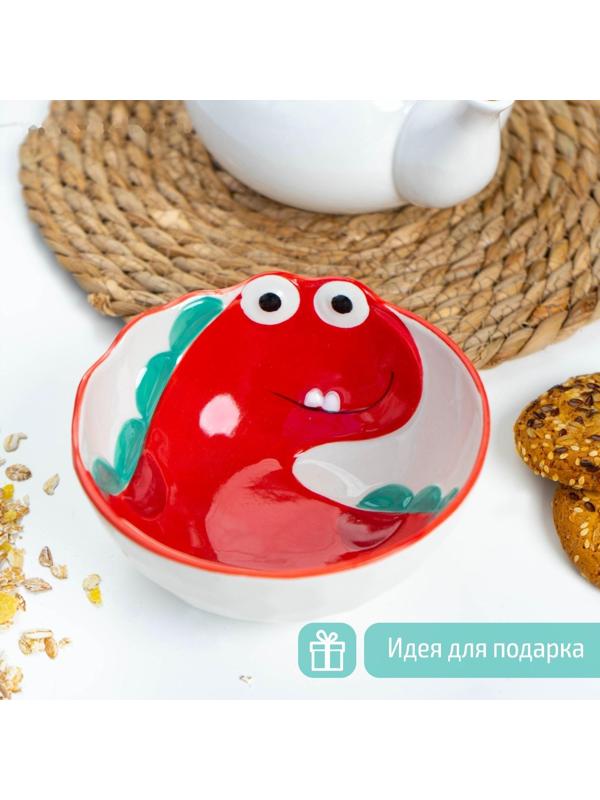 Миска керамическая «Дино», 350 мл, d=12,5 см, цвет красный