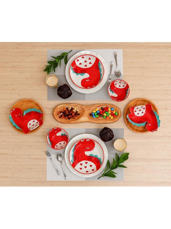 Миска керамическая «Дино», 350 мл, d=12,5 см, цвет красный