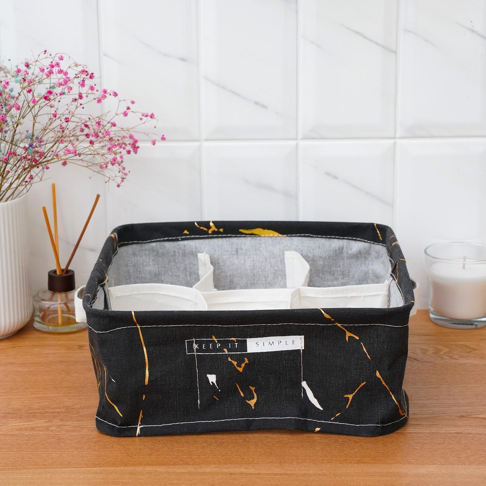 Органайзер для хранения Доляна «Мрамор», 6 отделений, 28,5×28,5×12 см, цвет чёрный