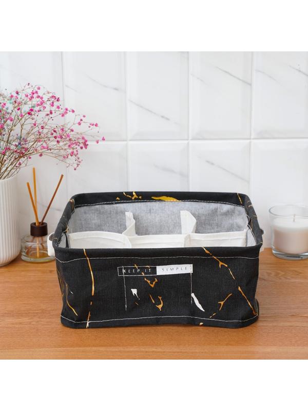 Органайзер для хранения Доляна «Мрамор», 6 отделений, 28,5×28,5×12 см, цвет чёрный