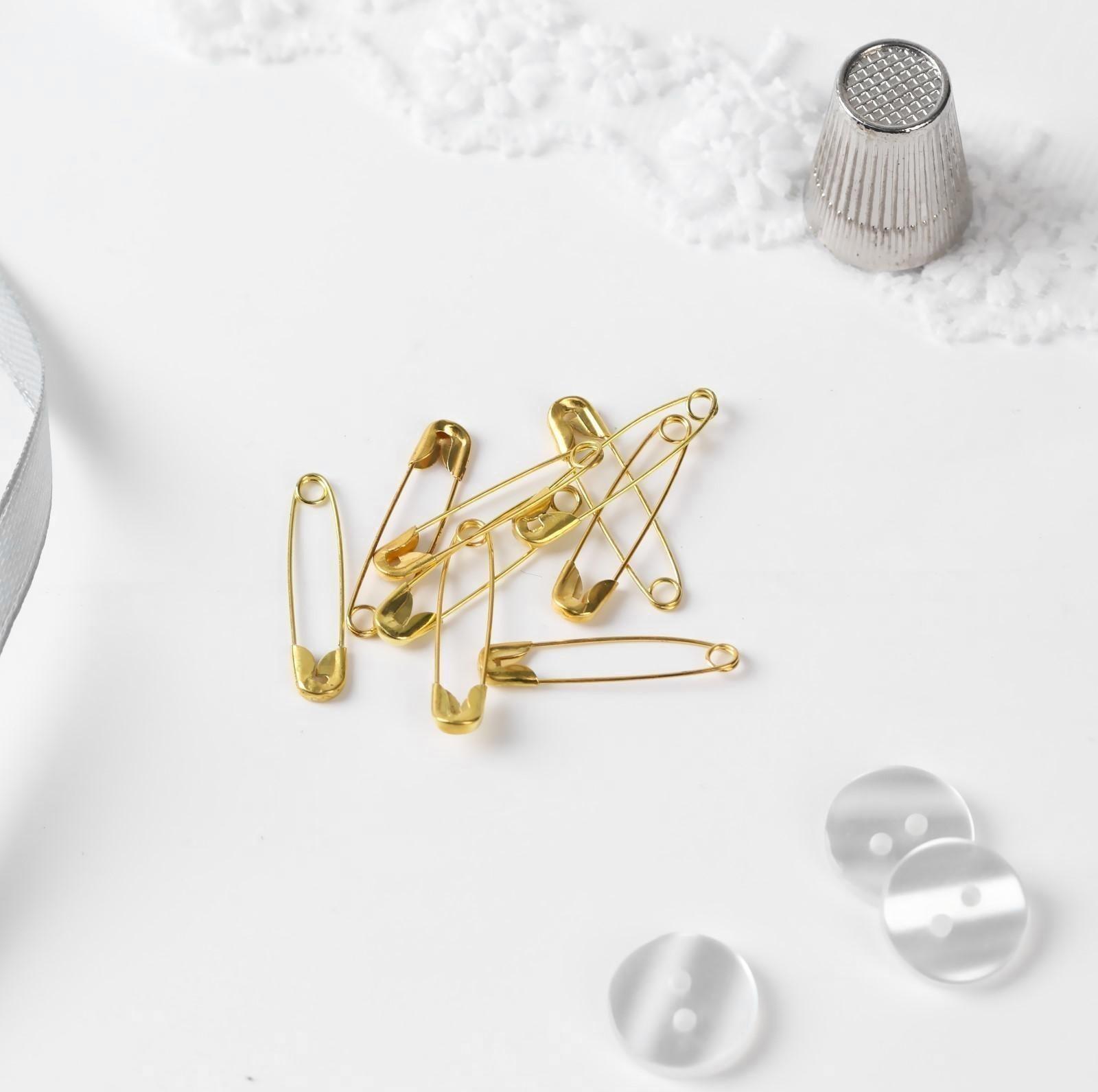 Булавки английские №0, 28 мм, 10 шт, цвет золотой