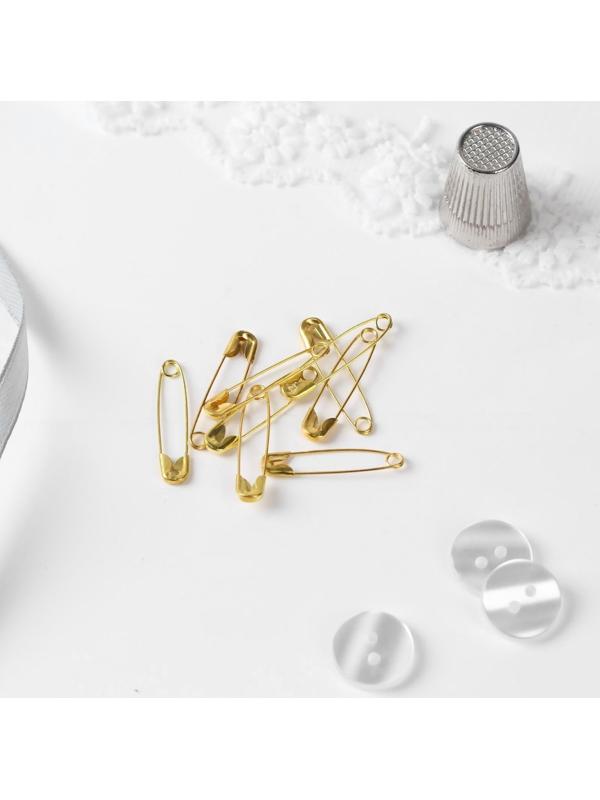 Булавки английские №0, 28 мм, 10 шт, цвет золотой