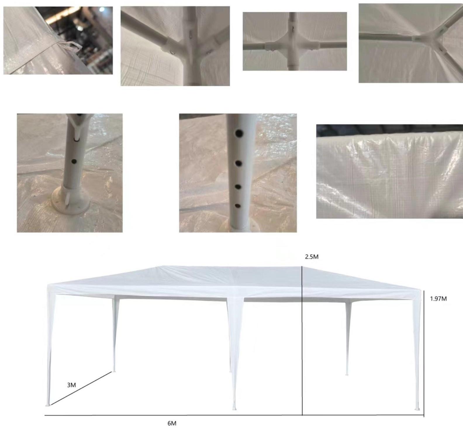 Шатер садовый 6*3м белый, открытый