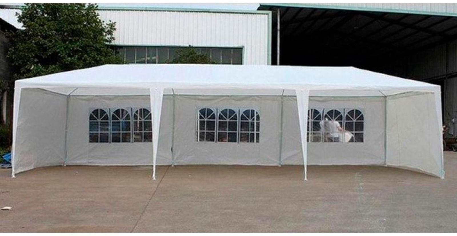 Шатер садовый 9*3м белый, 3 стенки