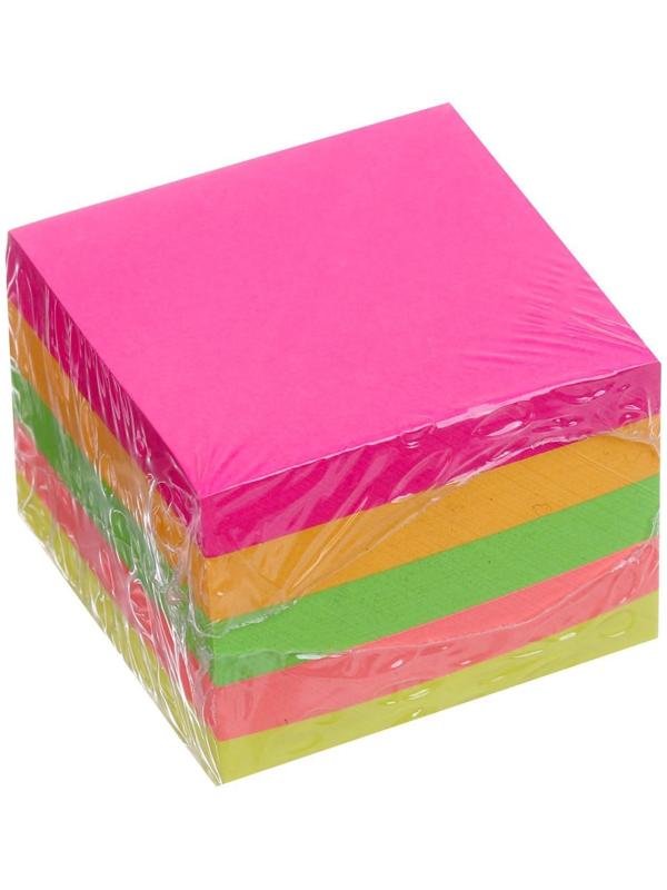 Блок с липким краем 51 мм х 51 мм, 400 листов, флуоресцентный, 5 цветов